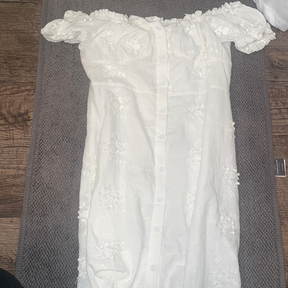 white dress off shoulders